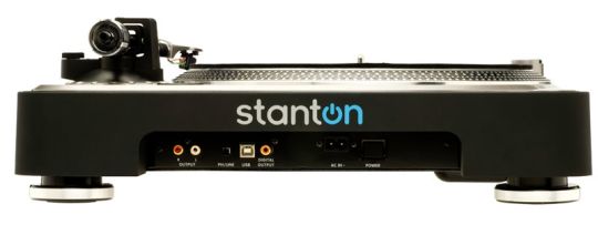 Marketing photo shows the back view of the Stanton T.92 USB turntable, including connections.